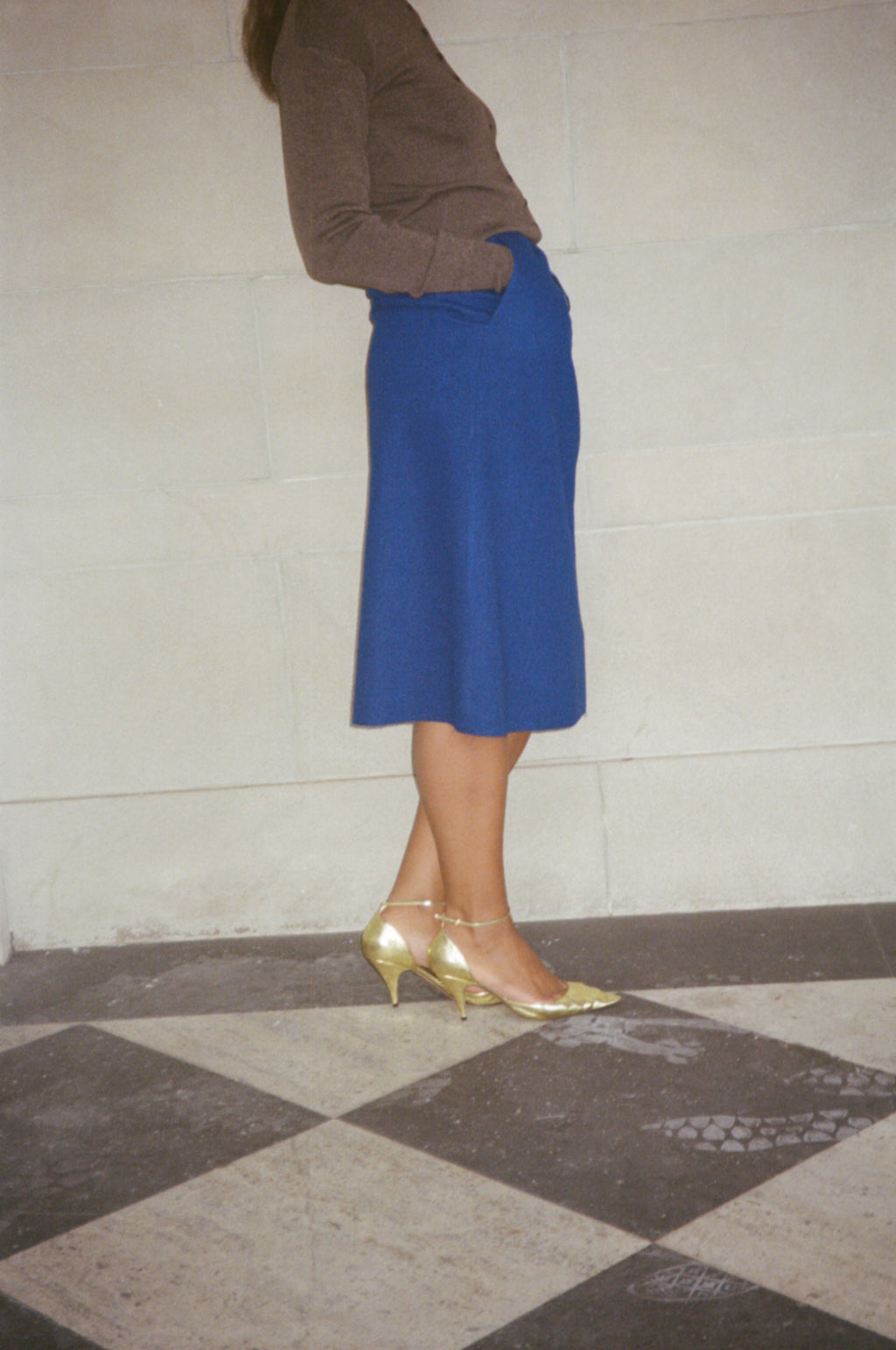 AURALEE Fulled Wool Skirt in Royal Blue