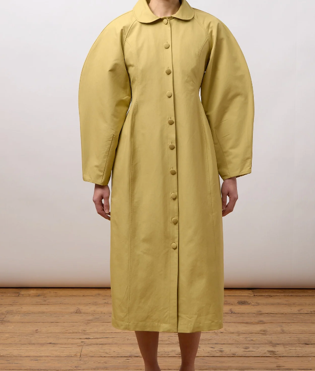 CAWLEY STUDIOS Italian Heidi Boned Dress/Overcoat in Soft Chartreuse
