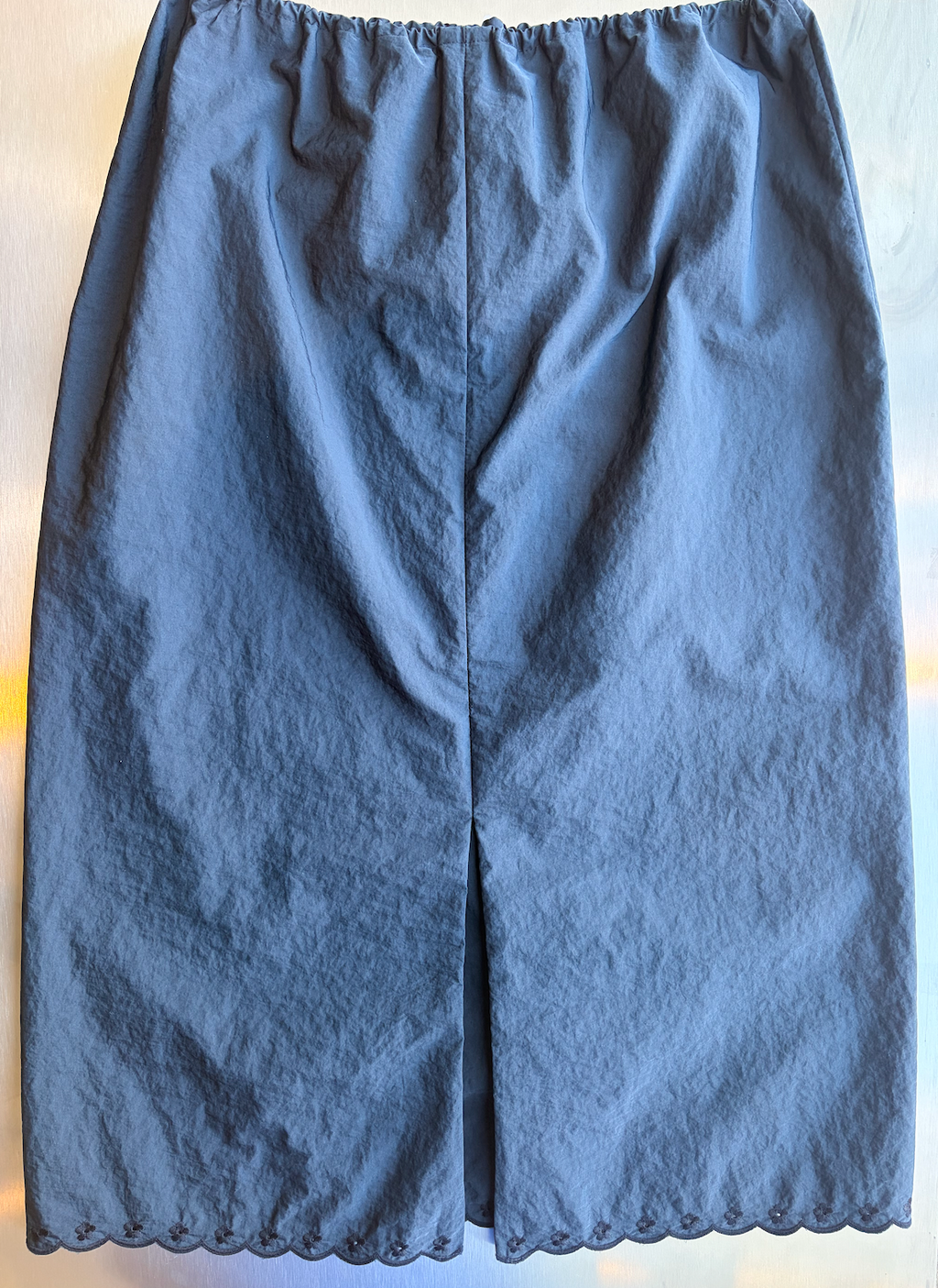 CECILIE BAHNSEN Bria Skirt in Navy Embroidered Taffeta