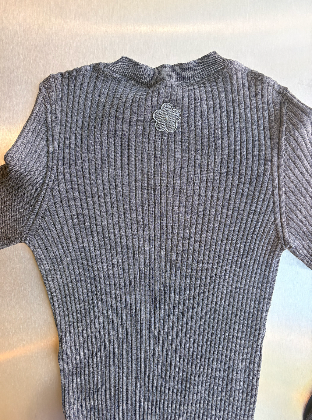CECILE BAHNSEN Merino Wool Florine Top in Grey Melange