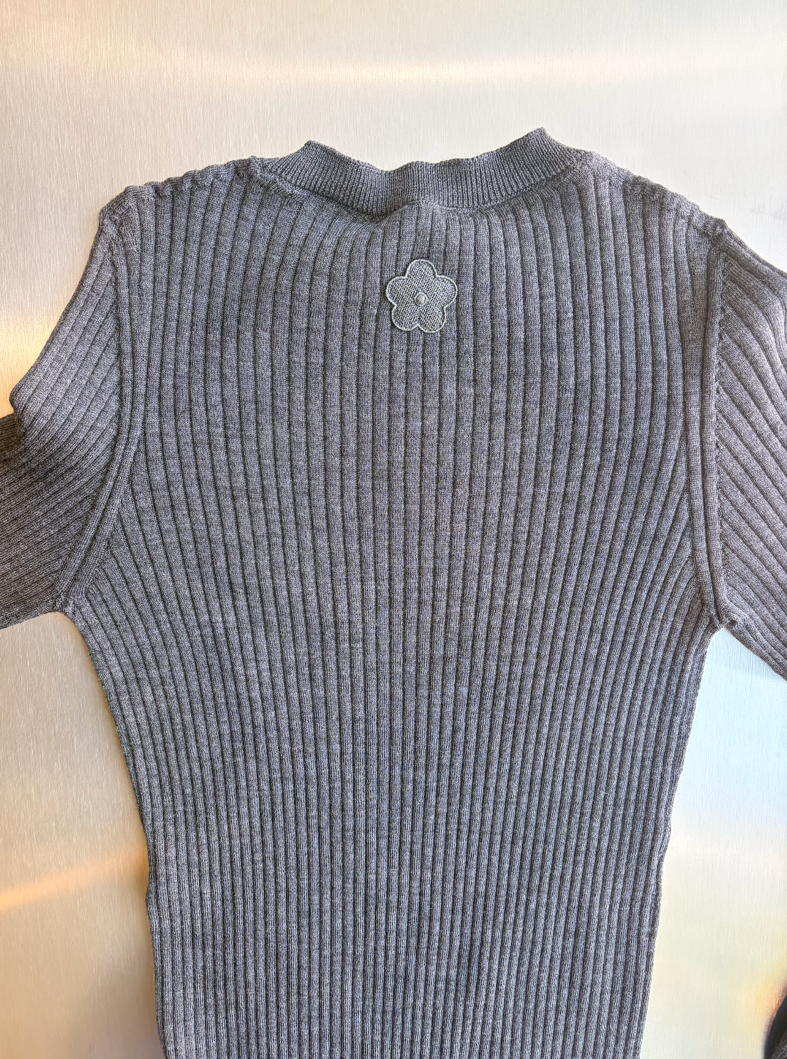 CECILE BAHNSEN Merino Wool Florine Top in Grey Melange