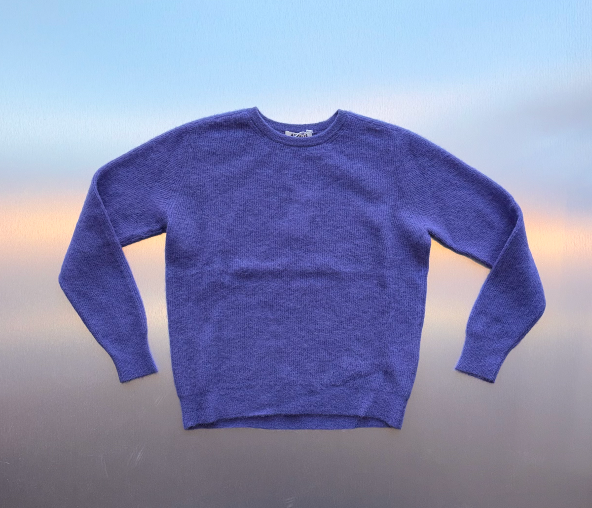 AURALEE Baby Suri Alpaca Sheer Knit Pullover in Purple