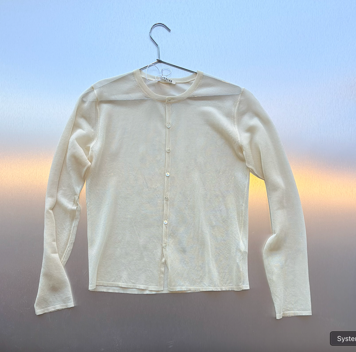 AURALEE Sheer Silk Knit Cardigan in Ivory