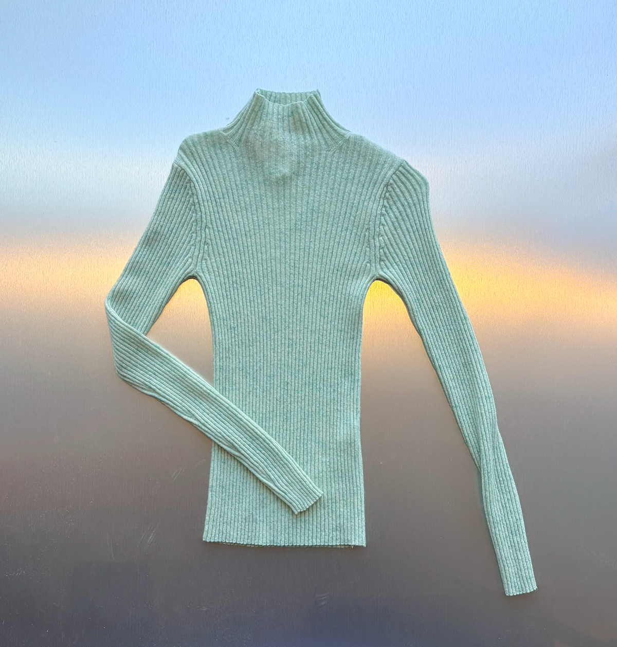 AURALEE Cashmere Nep Knit Turtleneck in Mix Mint