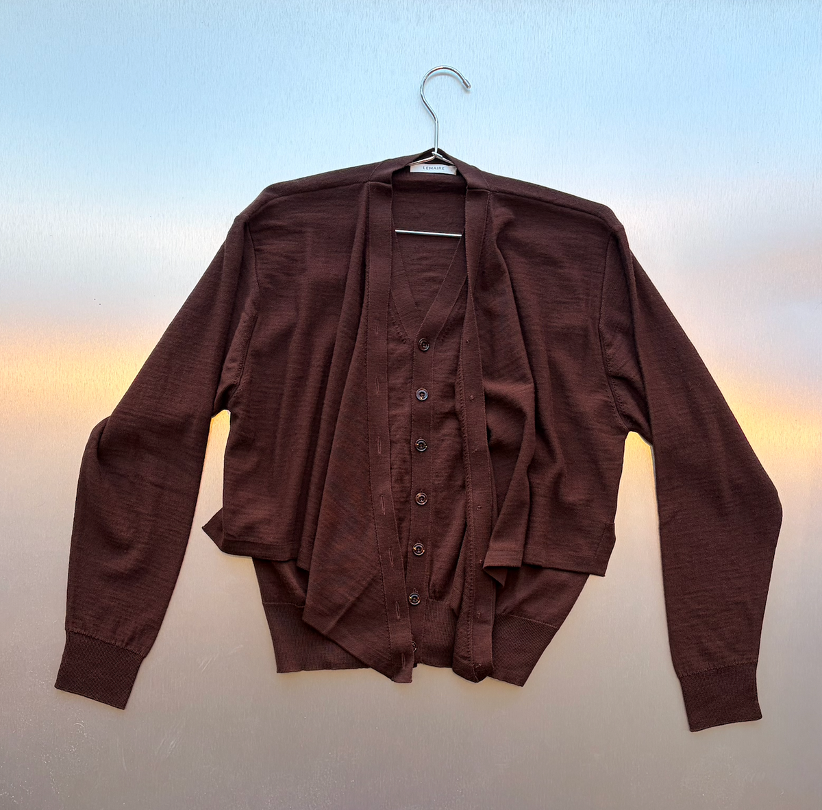 LEMAIRE Trompe L'oeil Cardigan in Acajou