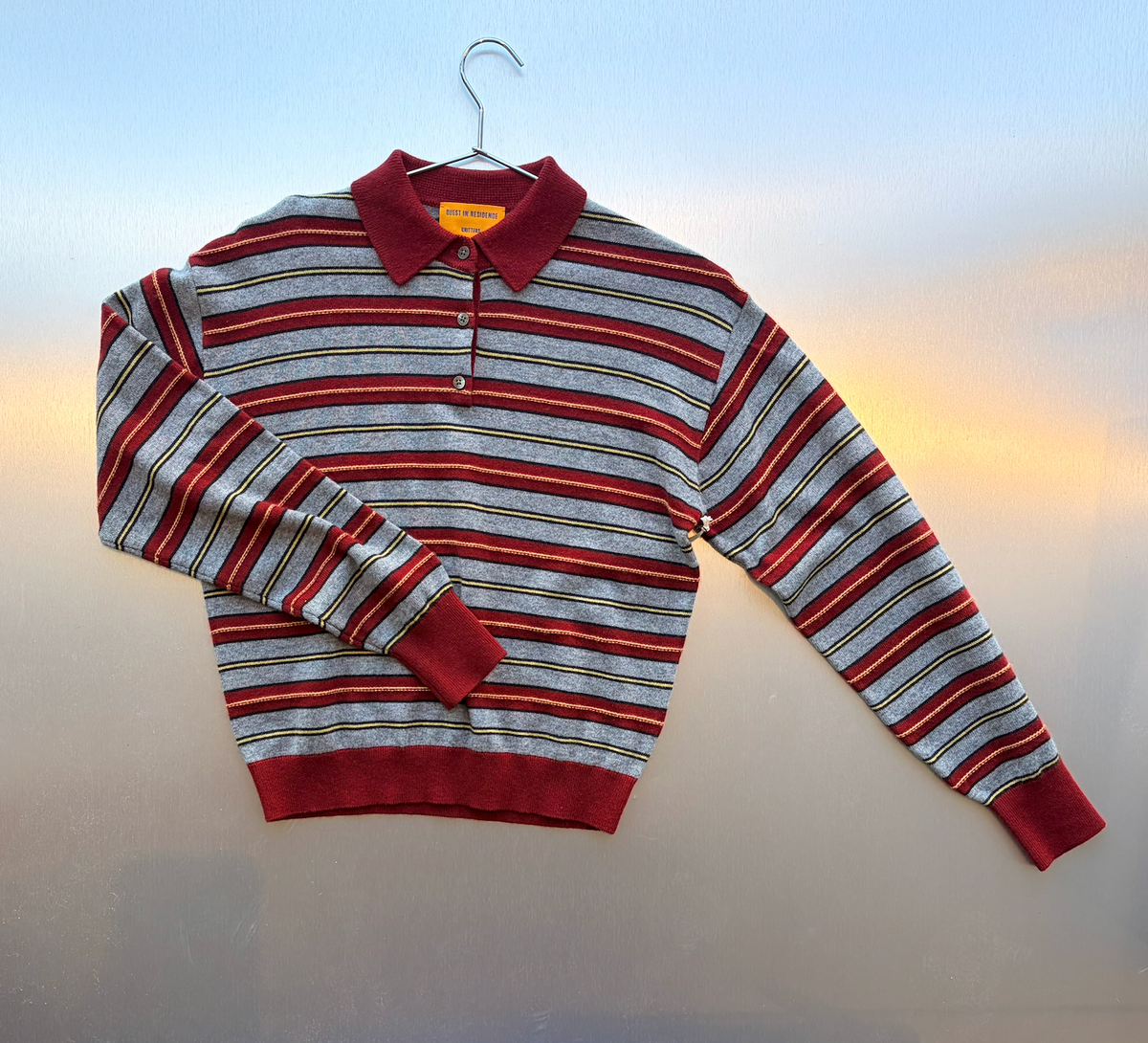 GUEST IN RESIDENCE Collegiate Stripe Polo in Carmine Combo