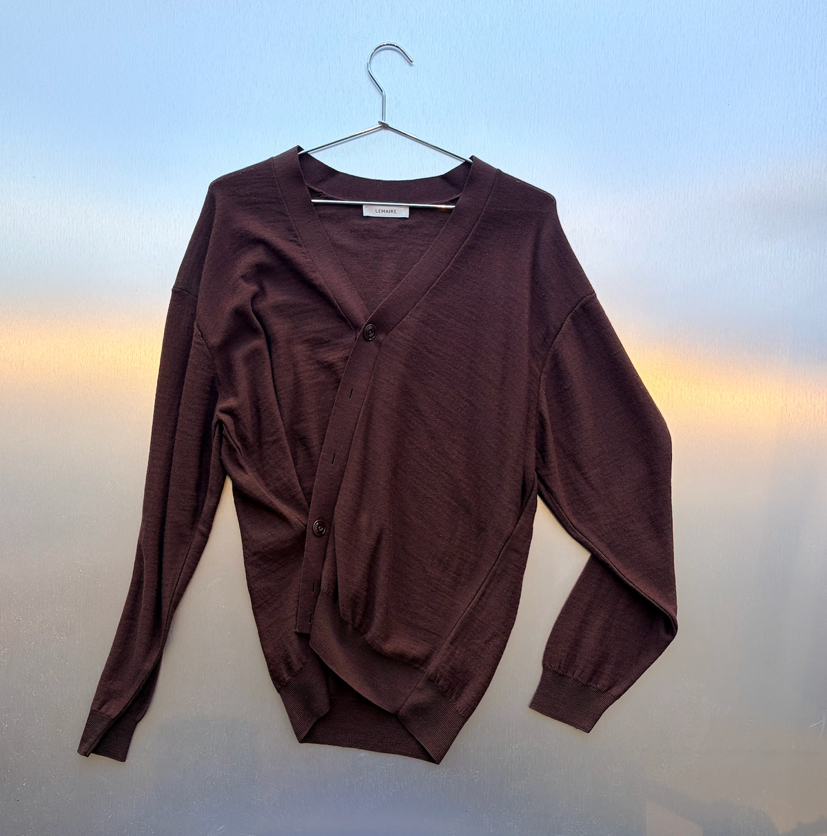 LEMAIRE Relaxed Twisted Cardigan in Acajou