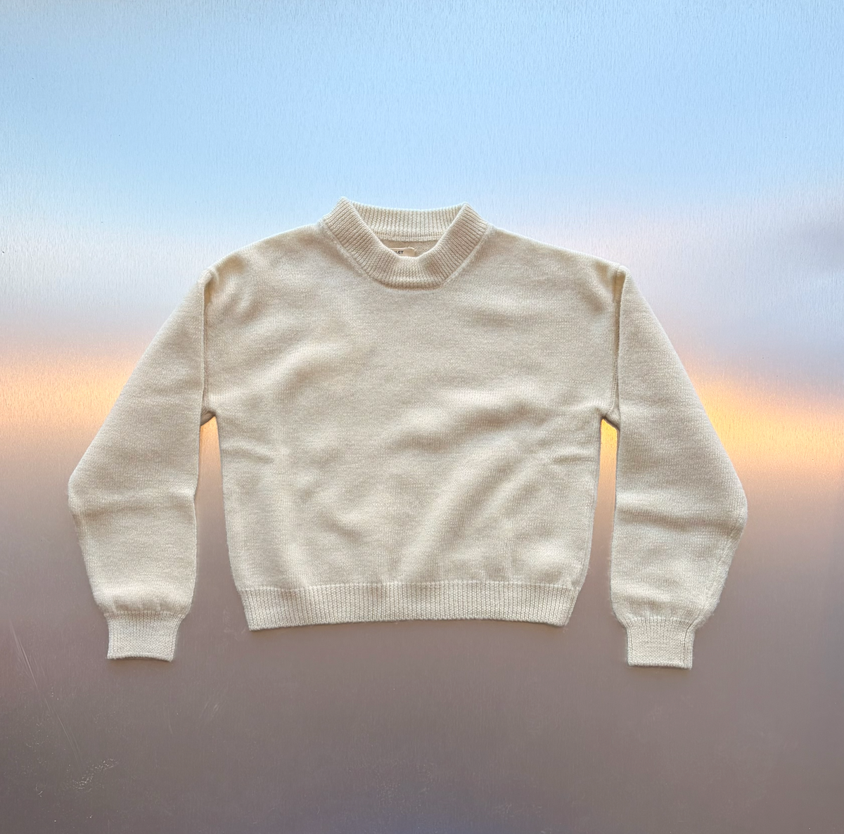 CAWLEY STUDIOS British Merino Wool Cindy Crew Neck Jumper in Ecru