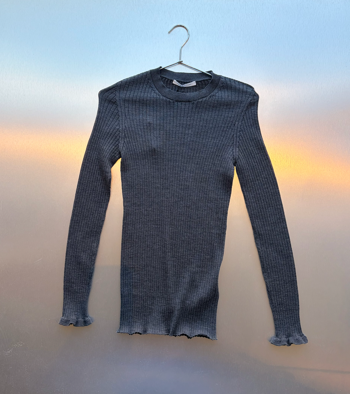 CECILE BAHNSEN Merino Wool Florine Top in Grey Melange