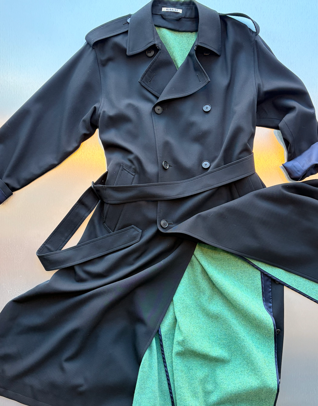 AURALEE Ultra Fine Wool Trench Coat with Detachable Liner