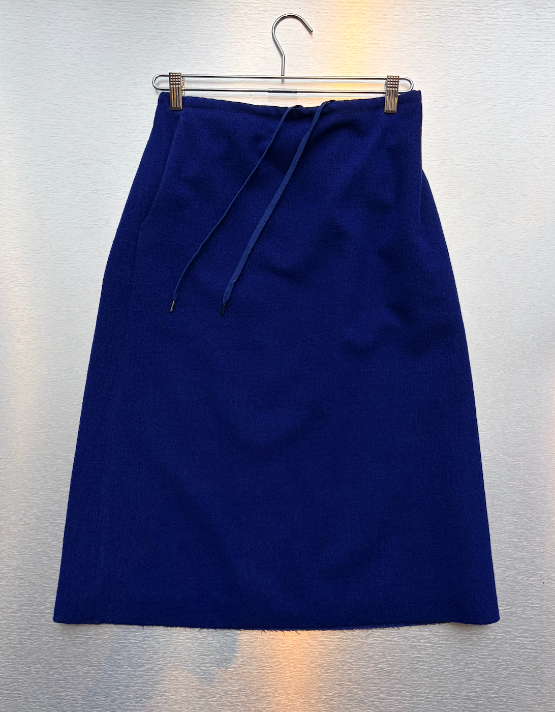 AURALEE Fulled Wool Skirt in Royal Blue
