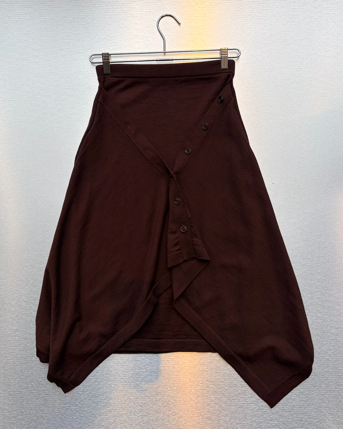 LEMAIRE Merino Blend Buttoned Skirt in Acajou