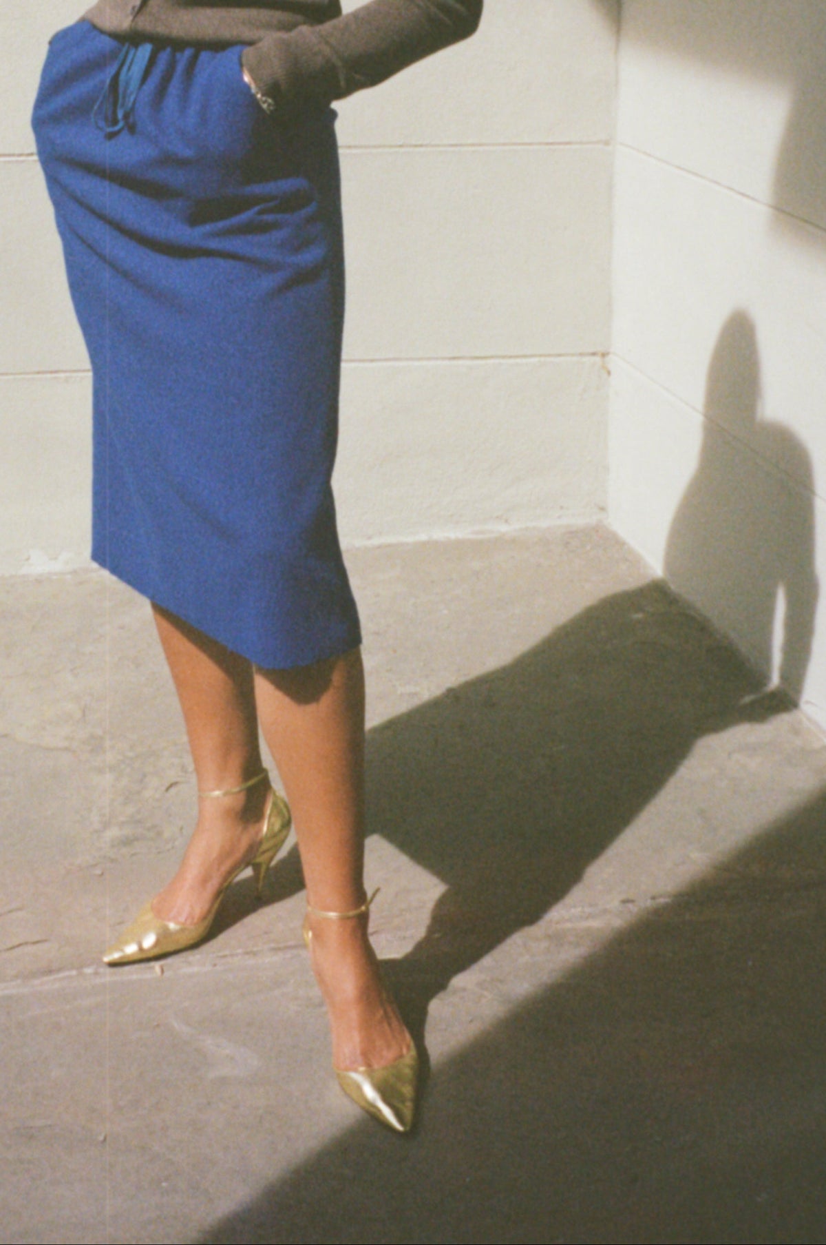 AURALEE Fulled Wool Skirt in Royal Blue